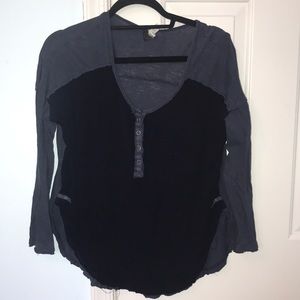 Free people navy blue button down long sleeve
